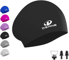 Gorro de natacion de silicona para cabello largo con tapones de oidos y pinza ok