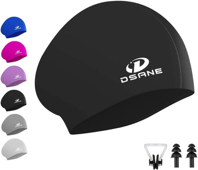 Gorro de natacion de silicona para cabello largo con tapones de oidos y pinza ok