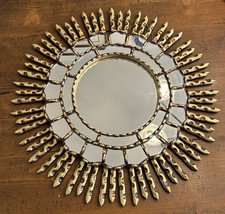 Vtg Peruvian Wall Mirror Round 19  Golden & A...