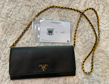 Prada Small Black Wallet on Chain Shoulder Ba...