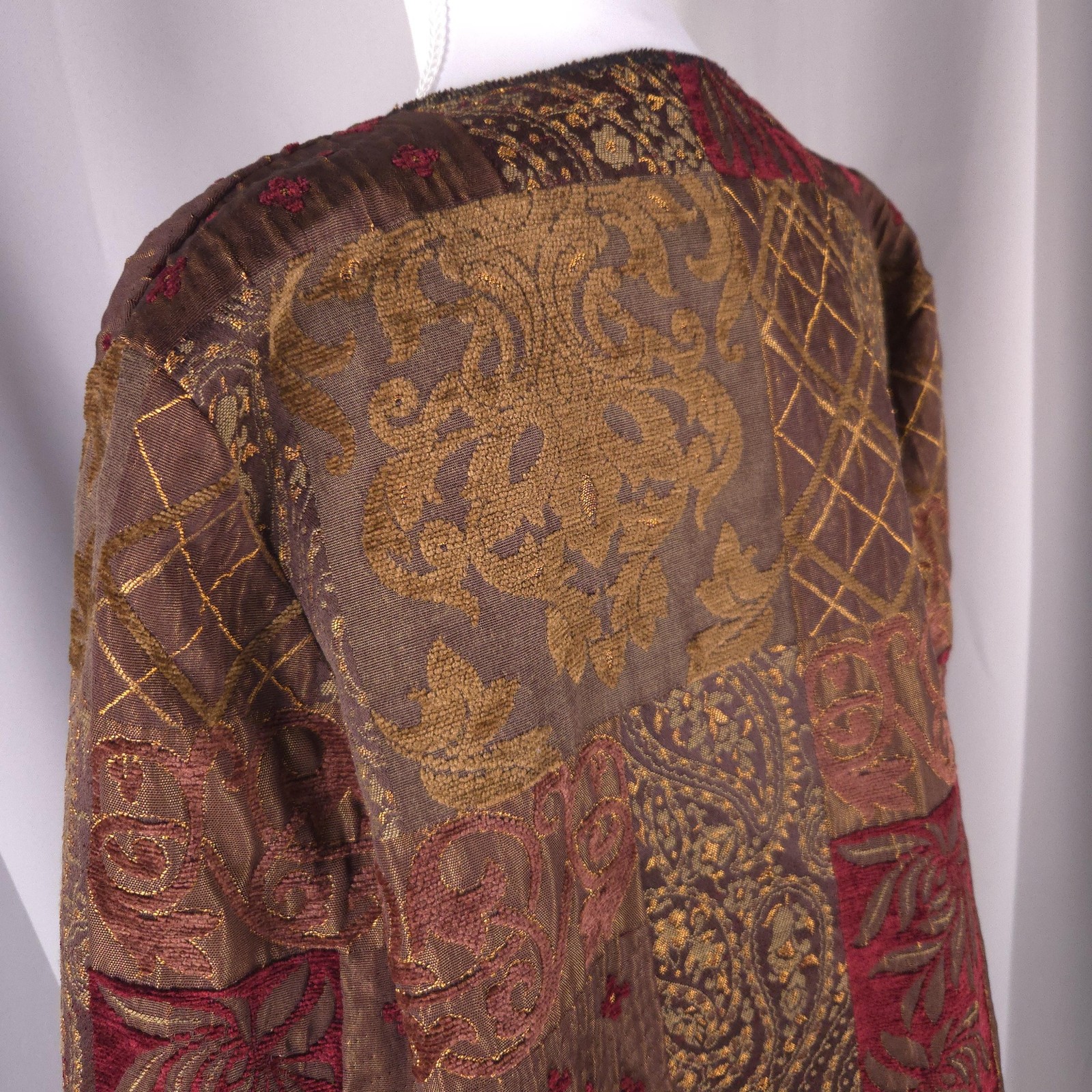 Patchwork Tapestry Jacket Womens Large Brown Red … - image 9