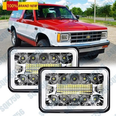 2x 4x6 LED Headlight Hi/Lo Beam Halo DRL For Chevrolet S10 1995 1996 1997 C10