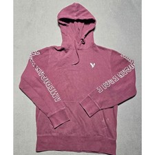 American Eagle Outfitters Hoodie Sweatshirt Logo Maroon Red Medium Super Soft
