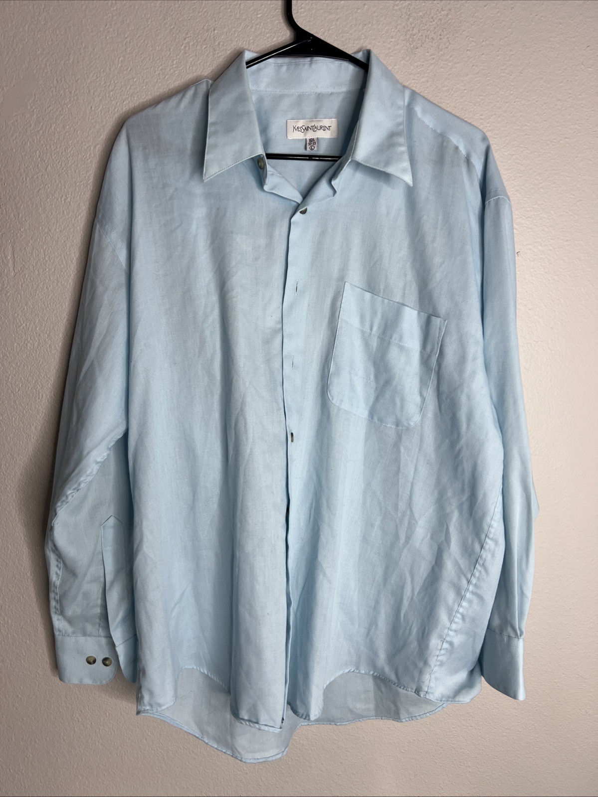 Camicia uomo YSL Yves Saint Laurent 16 5 32 33 abito con bottoni manica lunga blu