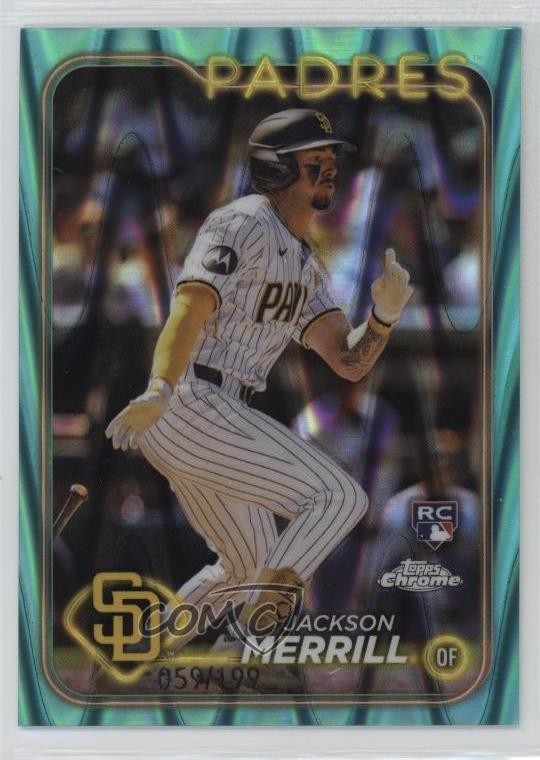 2024 Topps Chrome Aqua RayWave Refractor /199 Jackson Merrill #207 Rookie RC 2wc