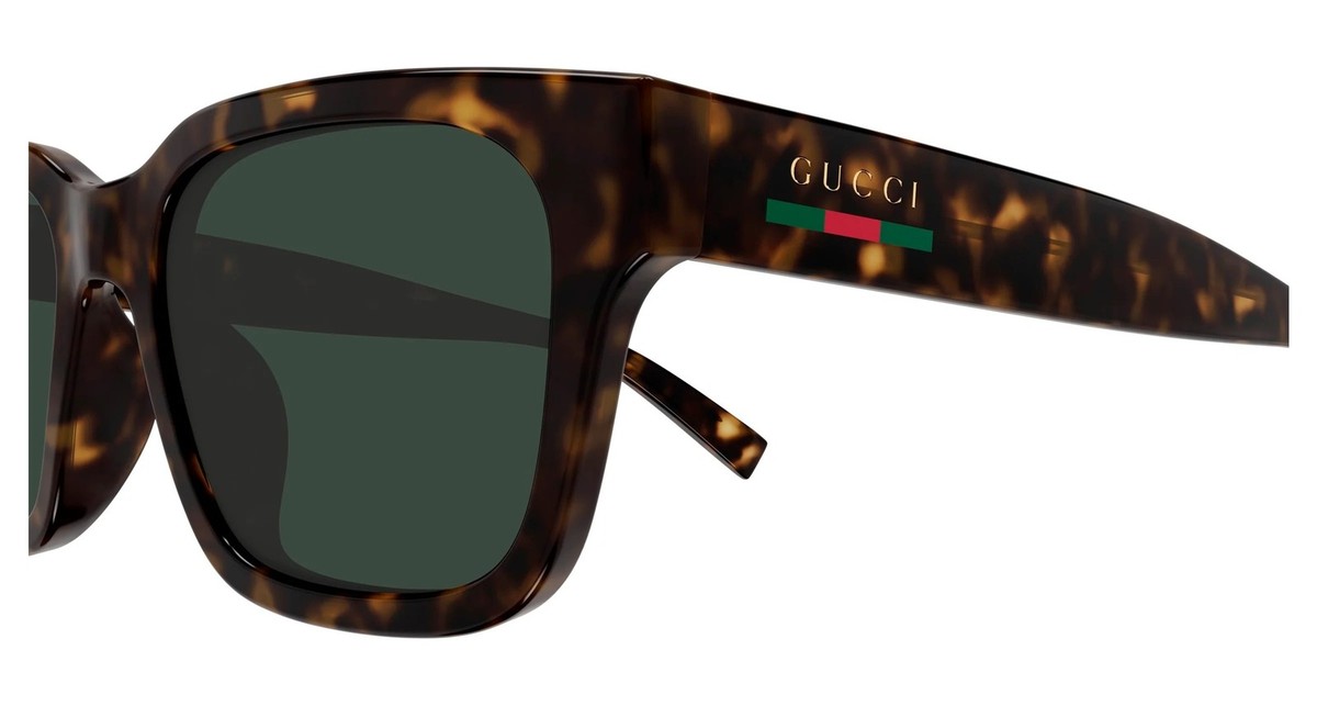 Gucci GG1857S 002 Square Sunglasses 55mm Havana / Green Solid Lens