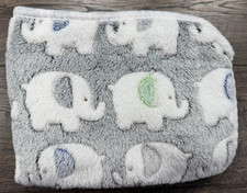Baby Boy 15"x26" Super Soft Gray Plush Elephant Lovey Security Blanket