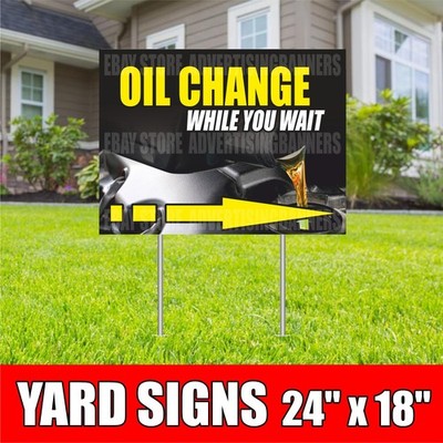 OIL CHANGE Yard Sign with H-Stakes While you Want Tune Up Brakes Auto Repair