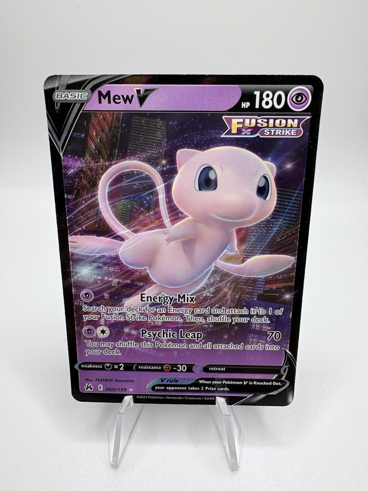 Pokemon 2023 Fusion Strike Mew V #60/159 CLEAN CARD! 🔥
