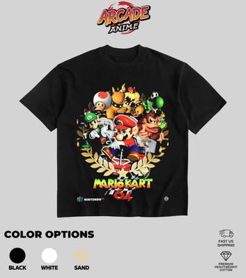 Arcade Anime Mario Kart 64 Nintendo 64 N64 Heavyweight Cotton T-Shirt