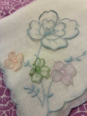VTG Madeira  3D Organdy Applique Handkerchief Hand Embroidered Linen 11x11 EUC