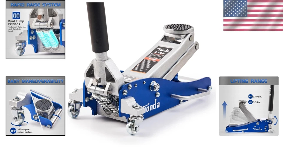 Gato de coche de acero con doble bomba - azul Foto 2 de 4