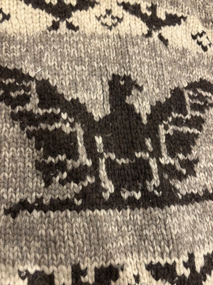 Cárdigan Vintage Hecho a Mano L Cowichan Thunderbird Grande Lana Cremallera Suéter Foto 3 de 4