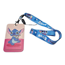 Disney Cute Lilo And Stitch Cartoon Character Lanyard With ID Badge Holder New