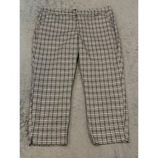 Liverpool Los Angeles Plaid Trousers Womens 12/31 Gray Tan Cropped Dress Pants
