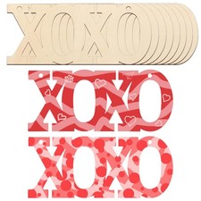 Wooden XOXO Letter Ornaments Valentine's Day Wooden DIY Blank Unfinished Roun...
