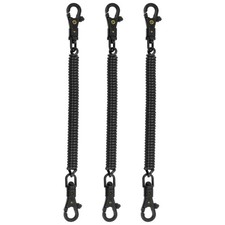 3Pack Retractable Coil Springs Keychain with Plastic Lobster Clasp Black