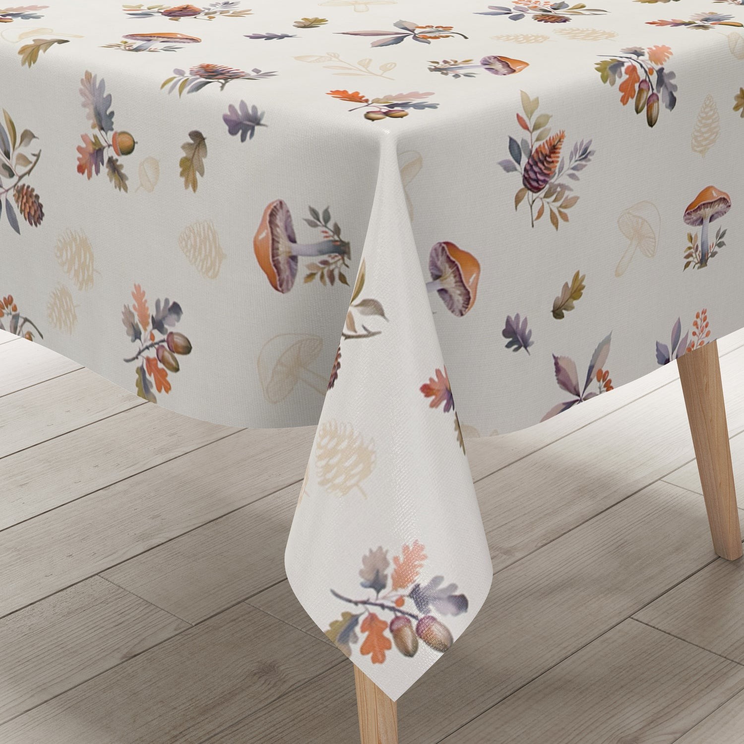 Tovaglia in tela cerata ET60 autunno con funghi e foglie