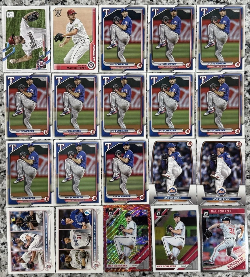 Max Scherzer 65 карт лот! Topps хром сапфир, Bowman сапфир, + больше!! - Изображение 3 из 3