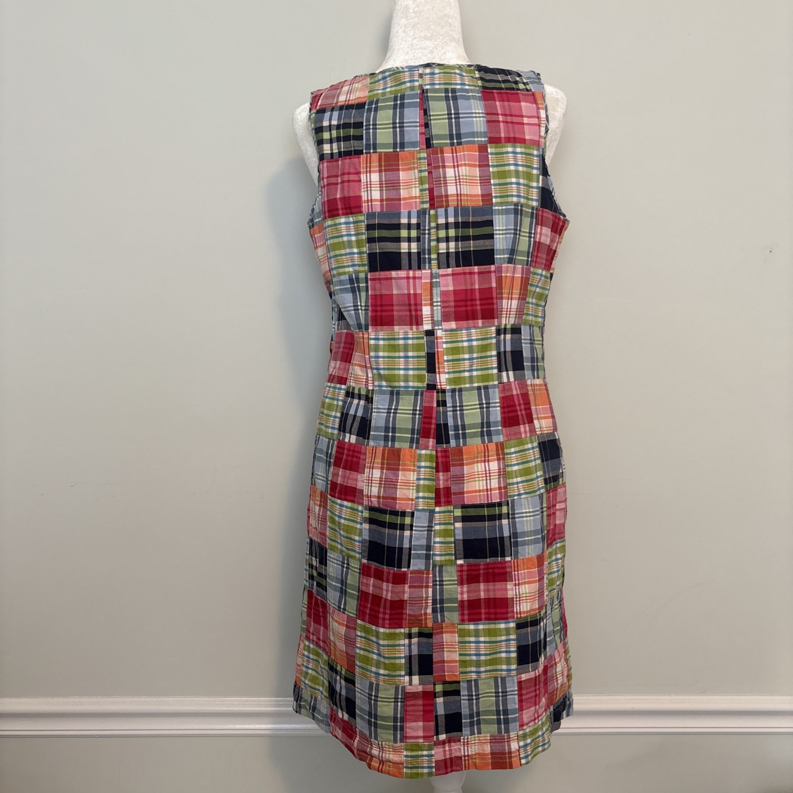 LL Bean Patchwork Cotton Madras Plaid Sleeveless … - image 4