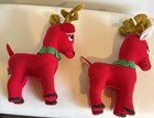 Pair Of Vintage Dakin Dream Pets Reindeer W/ Bell Red Velvet 10" Tall Christmas — photo 5