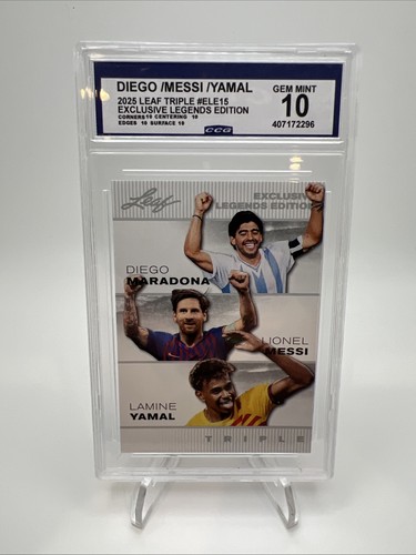 Leaf Triple Exclusive Legends Maradona Messi Yamal ELE15 CGC 10 2025