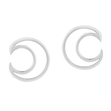 Crescent Moon Outline Sterling Silver Post Stud Earrings