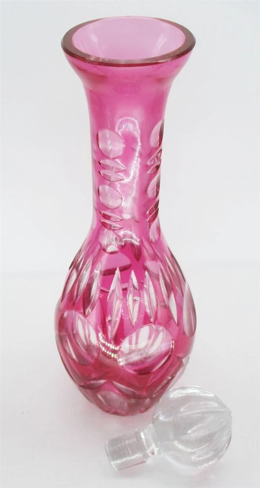Nachtmann Bamberg ? Decanter 13" Cranberry Cut to Clear Crystal Pink - Image 3 of 4