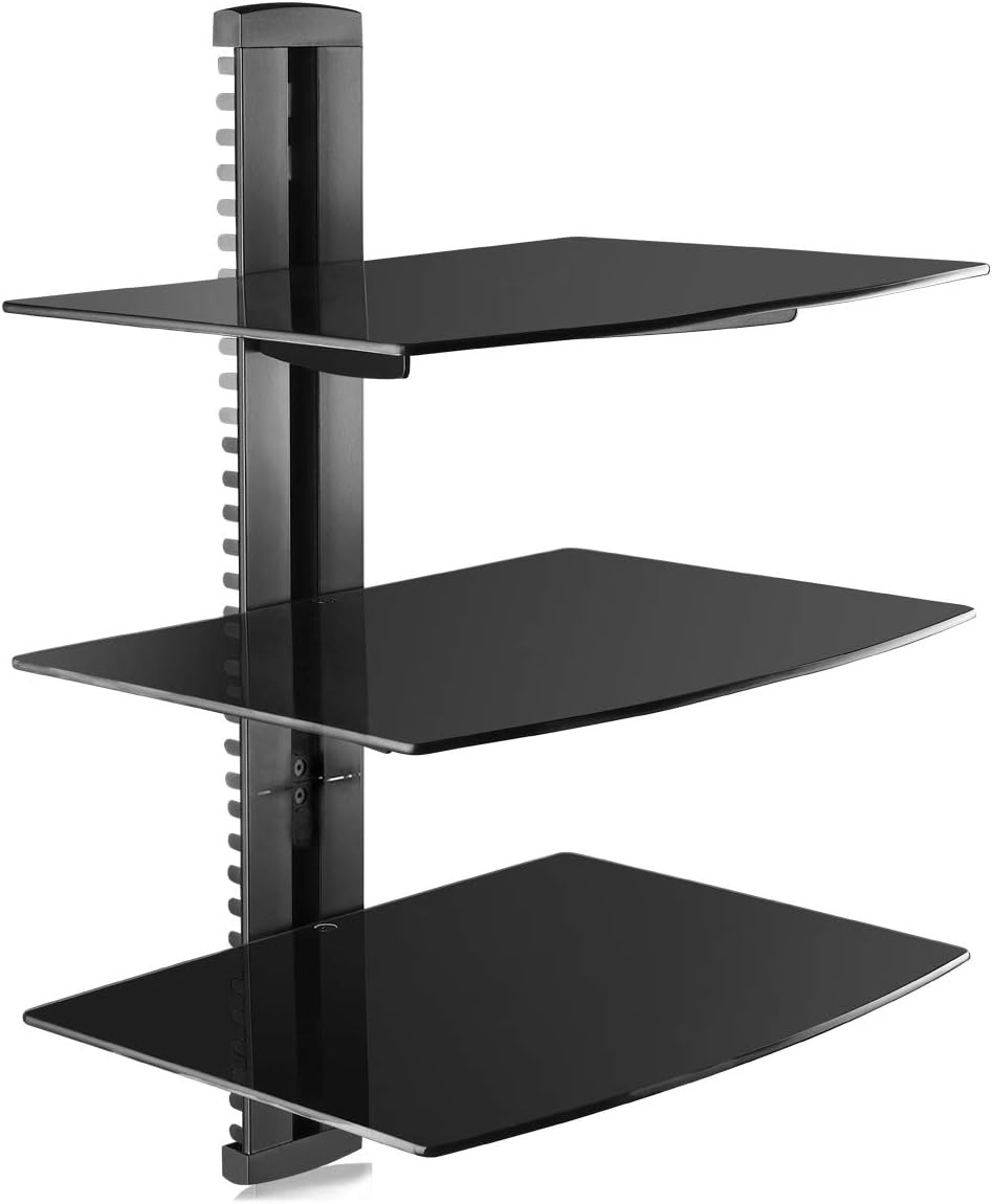 3 Floating Shelf Wall Bracket with Strengthened Tempered Gla