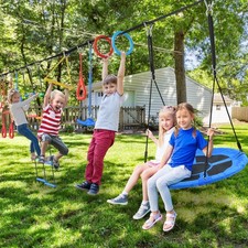 Hapfan 65 ft Ninja Warrior Obstacle Course Kids Swing Rope
