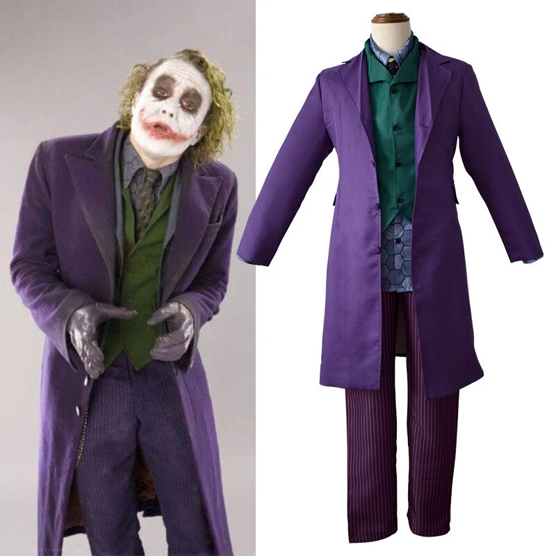 The Dark Knight Cosplay Costume Joker Purple Uniform Party Halloween Full Set - Image 1 of 4