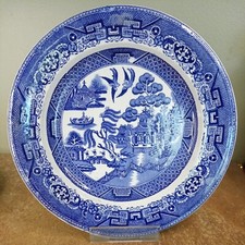 Antique, 1860s, Primavesi & Sons, Blue Willow Pattern 23.5cm Dinner Plate