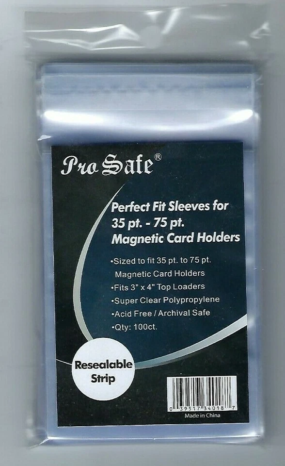 100 Pro Safe Clear Perfect Fit Sleeves for 35pt -75pt Magnectic Card Holders