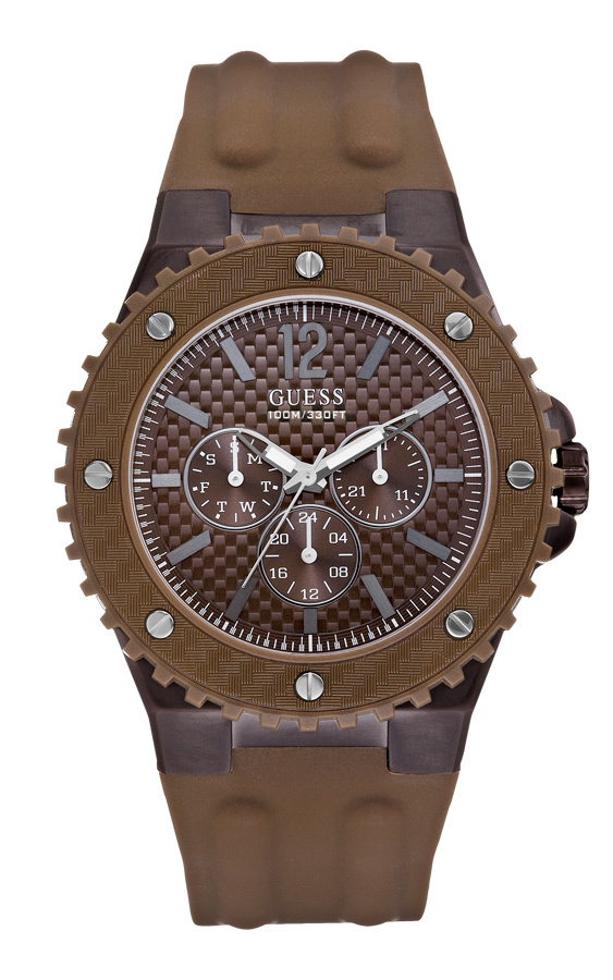 Guess W11619G3 Overdrive Men's Watch Silicone Band Braun UK
