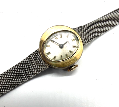 VTG Timex Watch Womens Silver Tone Oval Dial Stretch Cuff  display picture 1