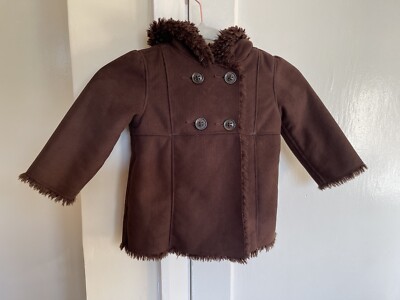 Mädchen Baby Gap schokobraun Kunst Lammfell Sherpa Mantel Wintermantel 2 Jahre