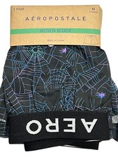 NWT AEROPOSTALE Woven Boxer Underwear Sz M-L-XL Black Spider Webs Halloween A1
