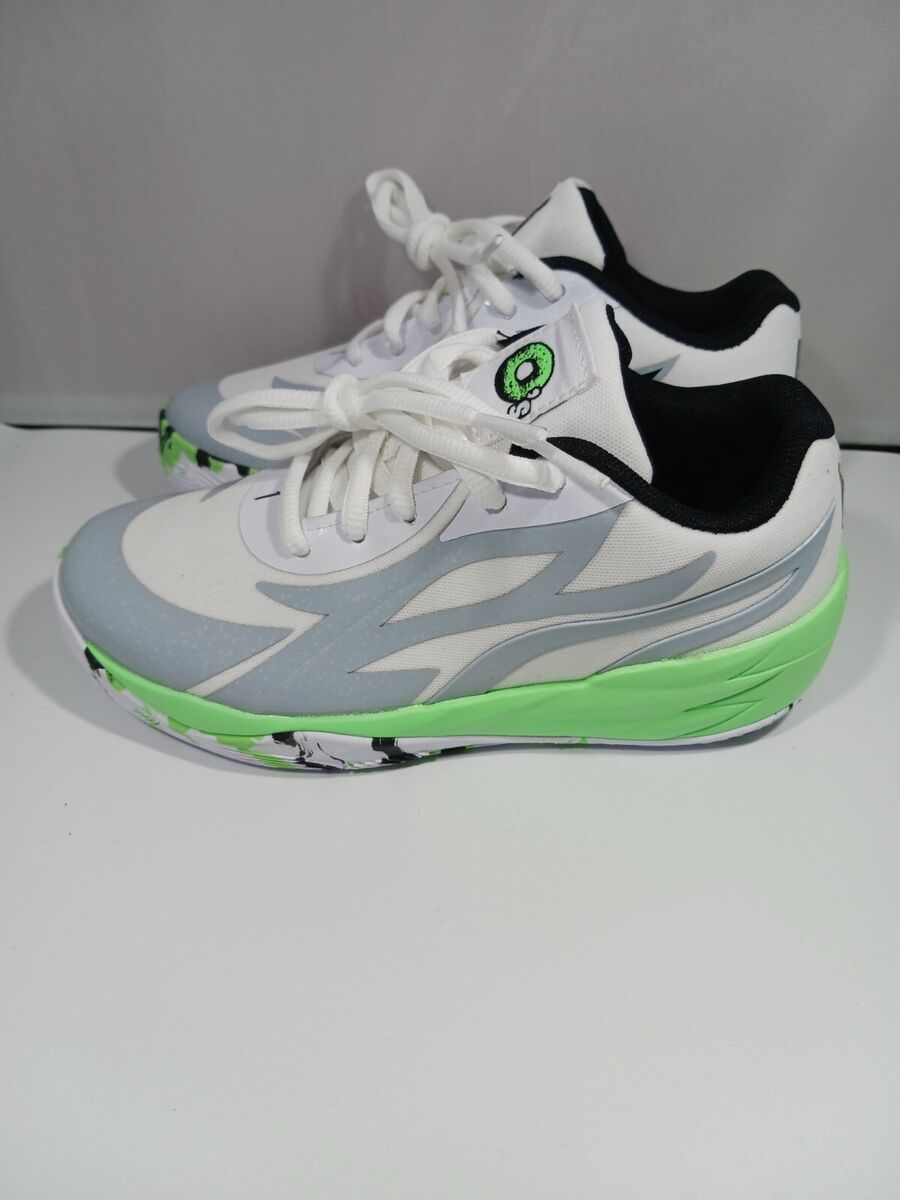 Puma Melo Ball (MB.02) Low - White/Grey/Slime Green-Size 1c Puma Melo Ball (MB.02) Low - White/Grey/Slime Green-Size 1c