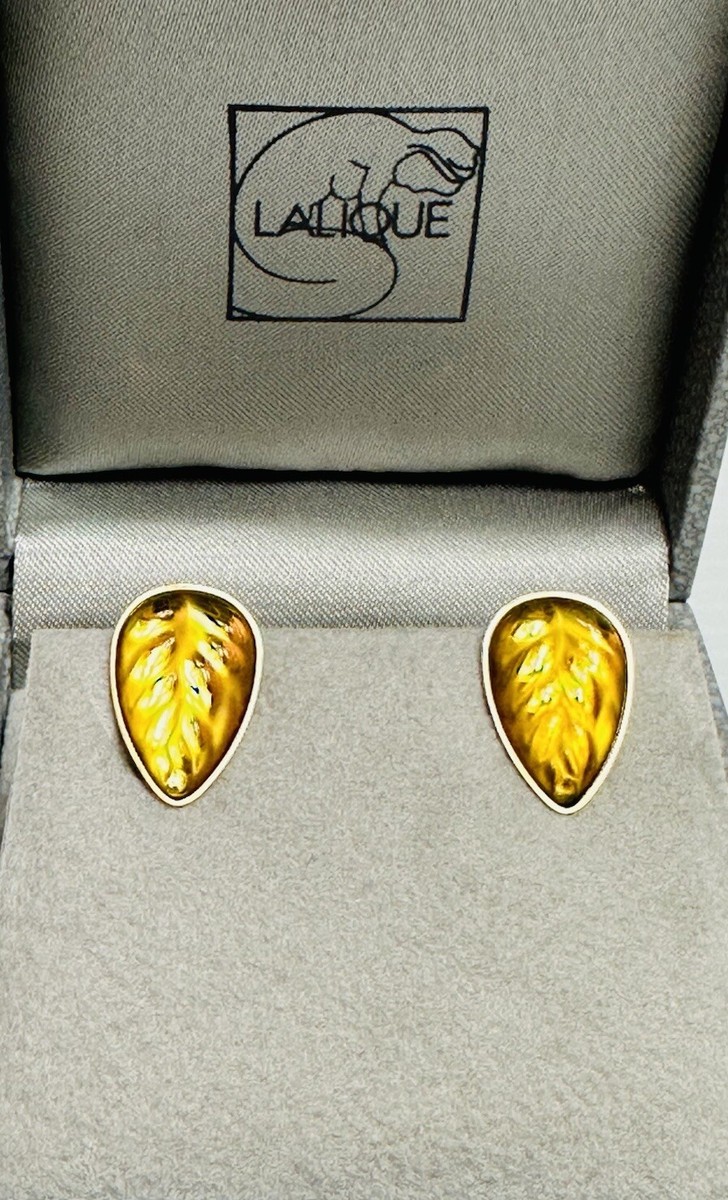 Lalique France Crystal Heliconia Leaf Earring- Clip On | eBay