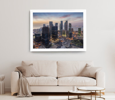 Building Print, Sunset Wall Art, Cloudy Sky Framed Nature Wall Art, City