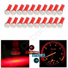 20x Ultra Red T5 COB LED Bulbs Instrument Panel Dashboard Dash Gauge Side Light