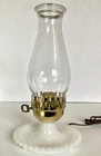 VTG Milk Glass Hobnail Lamp Electric Underwriters Laboratories Beaded glass Top