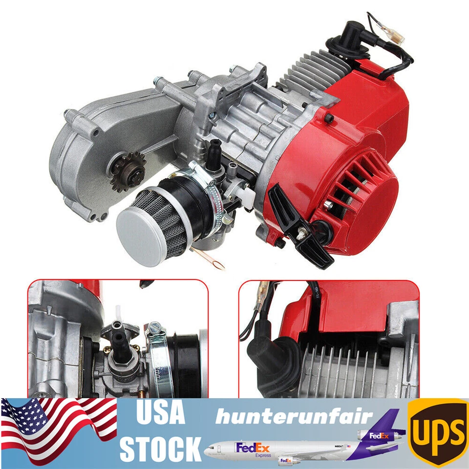 2 Stroke HP Racing Engine Motor 49cc 47cc 50cc Pocket/Quad/Dirt Bike Pull Start - Image 2 of 4