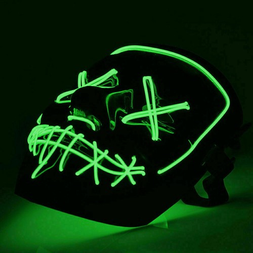 Halloween Clubbing Light Up LED Mask Costume Rave Cosplay Party Purge 3 Modes - Picture 18 of 30