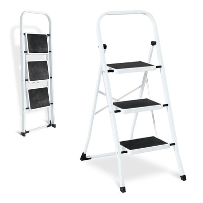 Step Ladder 3 Folding with Handgrip Sturdy 330Lbs Load Stylish Stools for Adults