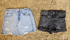 Girls Gap Kids Lot Of 2 Girls Distressed Denim Shortie Shorts Denim Skirt Sz 6