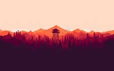 Landscape drawing traditional art firewatch video games Custom Gaming Mat Desk