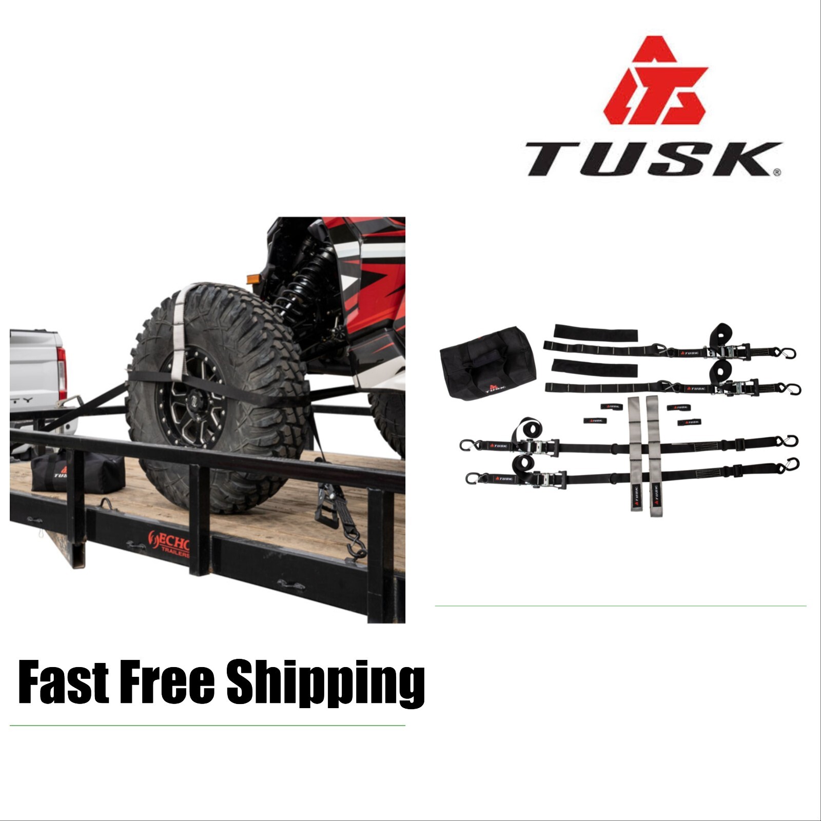 TUSK UTV Tire Tie Down Transport Strap Kit RZR Maverick X3