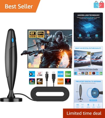 Stylish Waterproof 4K Antenna for Smart TVs - Easy Setup, 650-Mile Reception