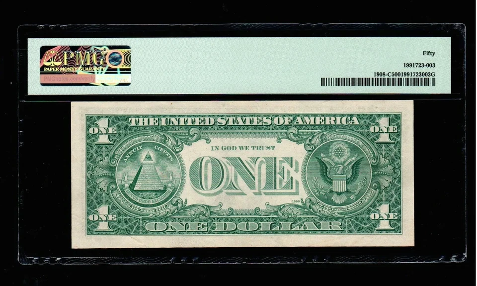 1974 $1 Inverted Overprint Error Philadelqhia PMG Uncirculated 50 - Image 2 of 2